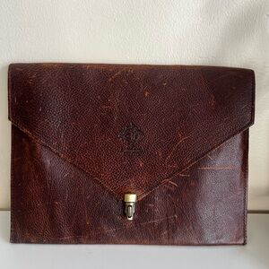 Elegant Brown Leather Envelope Clutch Bag